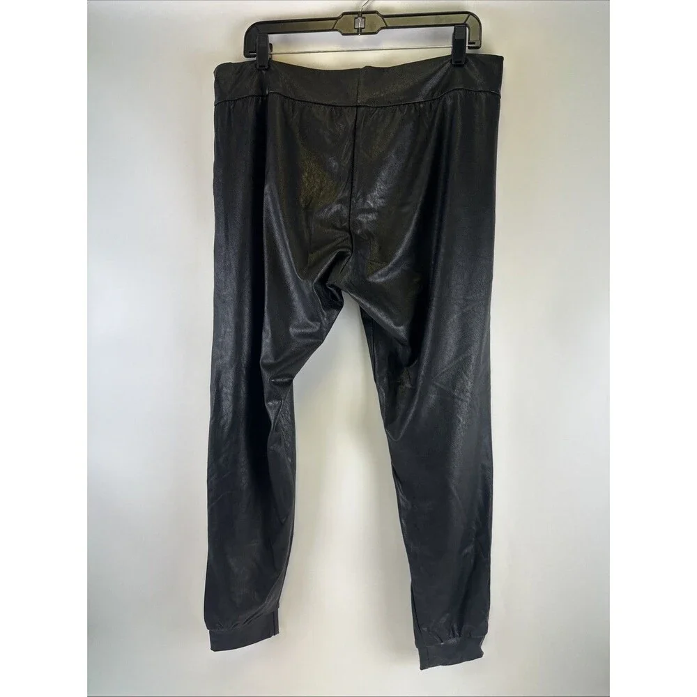 Commando Faux Leather Jogger Pant Black Legging Pull On Pockets Stretch Women XL